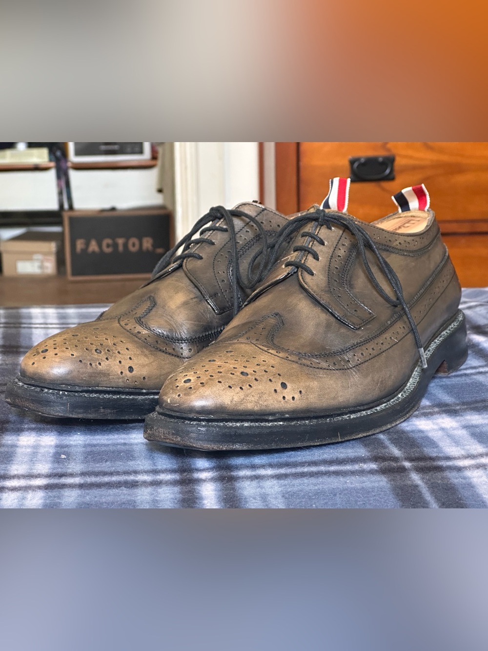 Thom Browne Wingtip Longwing Dirty Brown Leather Men’s Dress Shoes Size 11